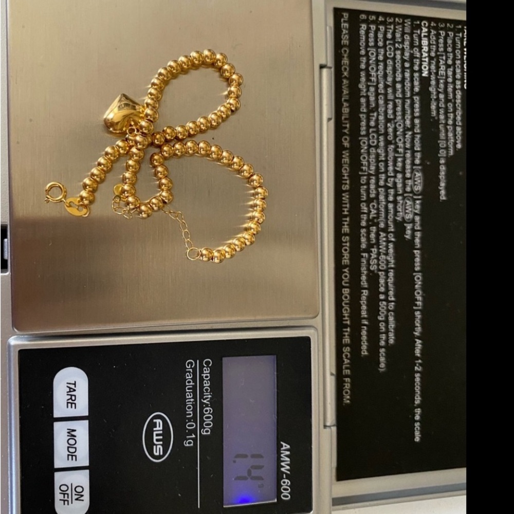 18kt Solid Lightweight Beaded/Bubble Heart Charm … - image 4